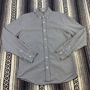 J. Crew Dark Blue White Gingham Plaid Button Down Dress Shirt Men’s Small S